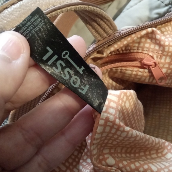 Fossil Key-per Tan Beige Qiulted Floral Nylon Crossbody Womens - Picture 8 of 11